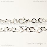 Bracciale 21cm In Metallo Silver Plated Maglia Tonda 6mm