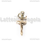 Ciondolo Ballerina 3D in metallo dorato smaltato 28x11mm