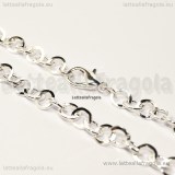 Bracciale Maglia Tonda 6mm  in metallo Silver Plated 21cm