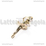Ciondolo Ballerina 3D in metallo dorato smaltato 28x11mm
