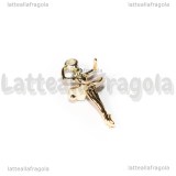 Ciondolo Ballerina 3D in metallo dorato smaltato 28x11mm