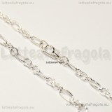 Bracciale  Maglia Doppia 6.5x3.5mm e 4.2x3.7mm in metallo Silver Plated 21cm