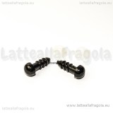 Coppia di occhietti a vite in plastica nera 6x14mm con chiusura