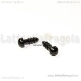 Coppia di occhietti a vite in plastica nera 6x14mm con chiusura