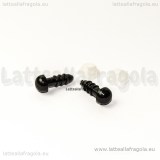 5 Coppie Occhietti a vite in plastica nera 6mm con chiusura