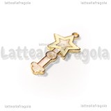 Ciondolo Bacchetta Magica in metallo dorato smaltato 29.5x13.5mm