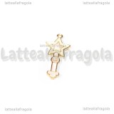 Ciondolo Bacchetta Magica in metallo dorato smaltato 29.5x13.5mm