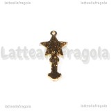 Ciondolo Bacchetta Magica in metallo dorato smaltato 29.5x13.5mm