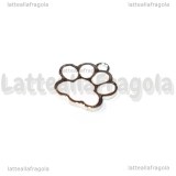 Charm Zampa in metallo argentato Bianco 17x16mm