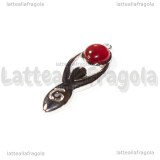 Ciondolo Dea Madre in metallo argentato con Agata Rossa 45x16mm