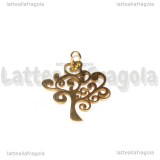 Ciondolo Albero della Vita in Acciaio Inox Dorato 21.5x18.5mm