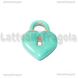 Ciondolo Cuore Lucchetto in Pasta di Turchese 33x24.5mm