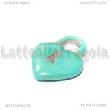 Ciondolo Cuore Lucchetto in Pasta di Turchese 33x24.5mm