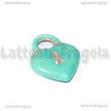 Ciondolo Cuore Lucchetto in Pasta di Turchese 33x24.5mm