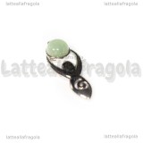 Ciondolo Dea Madre in metallo argentato con Avventurina Verde 45x16mm