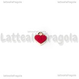 Charm Cuore in metallo dorato smaltato rosso 8x7.5mm