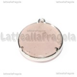 Ciondolo Albero della Vita in Ottone argentato e Quarzo Rosa 30.5x27mm