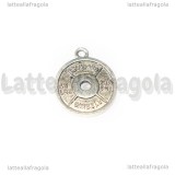 Charm Disco per bilanciere in metallo argento antico 21x17mm