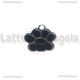 Charm Zampa in metallo argentato Nero 17x16mm