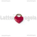 Charm Cuore in Acciaio Inox Dorato smaltato Rosso 11x9.5mm