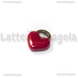 Charm Cuore 3D in Acciaio Inox Dorato smaltato Rosso 11x9.5mm