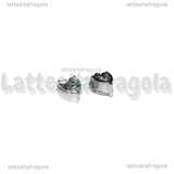 Charm Cuore in Acciaio Inox punto luce cristal 8x6x4mm