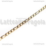 1 Metro Catena Figaro in Acciaio Inox Dorato 4-6x3mm