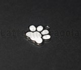 Charm Zampa in metallo argentato Bianco 17x16mm