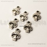 Charm Funghetto in metallo argento antico 13x7mm