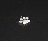 Charm Zampa in metallo argentato Bianco 17x16mm
