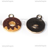 Ciondolo Donut in metallo dorato smaltato cioccolato 18.5x14.5mm