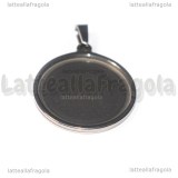 Ciondolo Base Tonda in Acciaio Inox per cammei 25mm