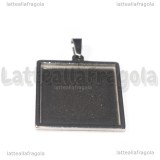 Ciondolo Base Quadrata in Acciaio Inox per cammei 25mm