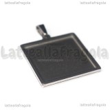 Ciondolo Base Quadrata in Acciaio Inox per cammei 25mm