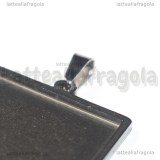 Ciondolo Base Quadrata in Acciaio Inox per cammei 25mm