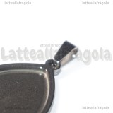 Ciondolo Base a Goccia in Acciaio Inox per cammei 25x18mm