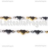 Collana Maglia Cuori in Acciaio Inox Oro e Argento 45cm