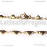 Collana Maglia Cuori in Acciaio Inox Dorato 45cm