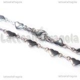 Collana Maglia Cuori in Acciaio Inox 45cm