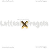 Spaziatore Lettera X in Acciaio Inox dorato placcato Oro 18K 9.5x8.5x3mm