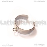 Base Anello regolabile in Acciaio Inox a fascia con anellino per charms