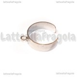 Base Anello regolabile in Acciaio Inox a fascia con anellino per charms