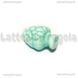 Pigna in Ceramica Acquamarina con foro passante 19x14mm