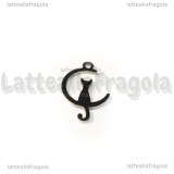 Ciondolo Gatto su Luna in Acciaio Inox 17.5x11mm
