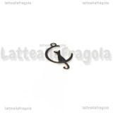 Ciondolo Gatto su Luna in Acciaio Inox 17.5x11mm