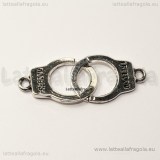 Ciondolo manette in metallo argento antico 24x15mm