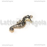 Ciondolo Cavalluccio Marino in Acciaio inox Dorato 26.5x10mm