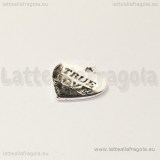 Ciondolo Cuore True Love in metallo argento antico 16x7mm