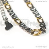 Bracciale in Acciaio Inox maglia Figaro Argento e Oro 19cm