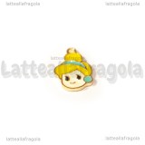 Charm Testa di Cenerentola in metallo dorato smaltato 15x11mm